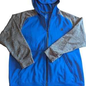 EUC Adidas Mens XXL Climawarm Blue Full Zip Hooded Sweatshirt No String